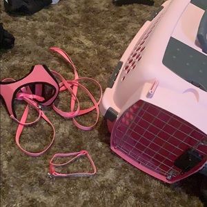 Pet carrier and  harness and leash